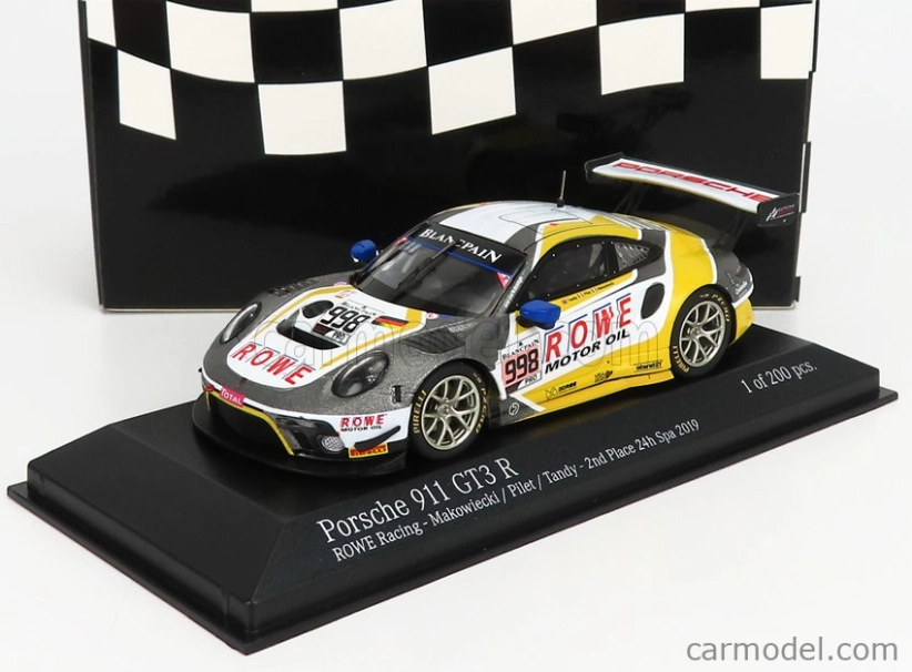 Minichamps Porsche 911 991-2 Gt3 R Team Rowe Racing N 998 2nd 24h Spa 2019 F.makowiecki - P.pilet - N.tandy 1:43 Sivá Biela Žltá