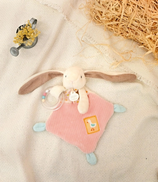 Doudou Darčeková sada ružová Králik Cibulette s hrkálkou 21 cm