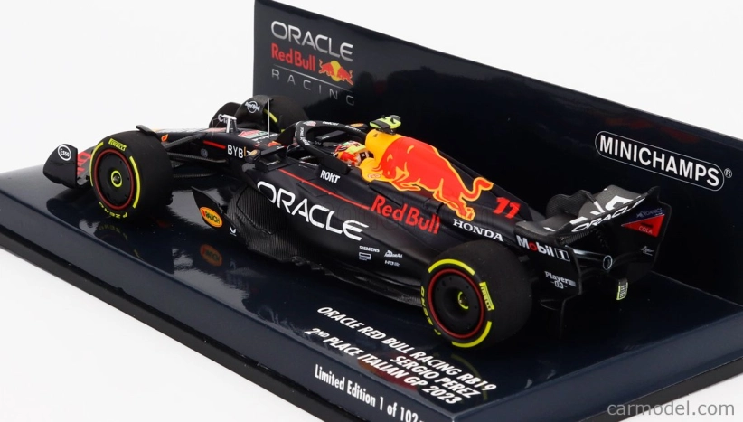 Minichamps Red bull F1 Rb19 Team Oracle Red Bull Racing N 11 2nd Monza Italy Gp 2023 Sergio Perez 1:43 Matt Blue