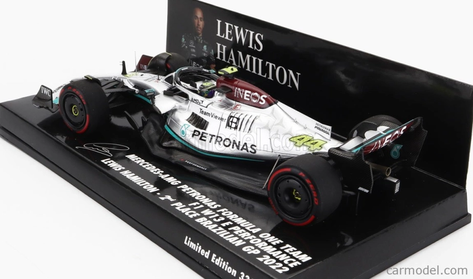 Minichamps Mercedes gp F1 W13e Team Mercedes-amg Petronas F1 N 44 2nd Brazilian Gp 2022 Lewis Hamilton 1:43 Silver Green