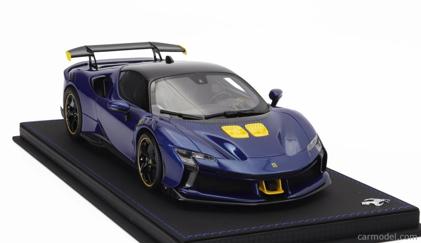 Bbr-models Ferrari Sf90 Xx Stradale 2024 - Con Vetrina - With Showcase 1:18 Blu Tour De France - Modrá Met Žlutá Černá