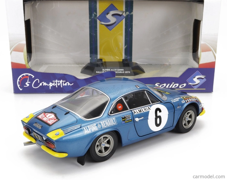 Solido Renault Alpine A110 1600s (nočná verzia) N 6 Rally Montecarlo 1972 J.candruet - P.pagani 1:18 Blue Met