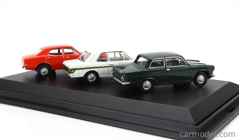 Oxford-models Ford england Set 3x Cortina Mki 1962 - Mkii 1967 - Mkiii 1973 1:76 Zelená Bílá Oranžová