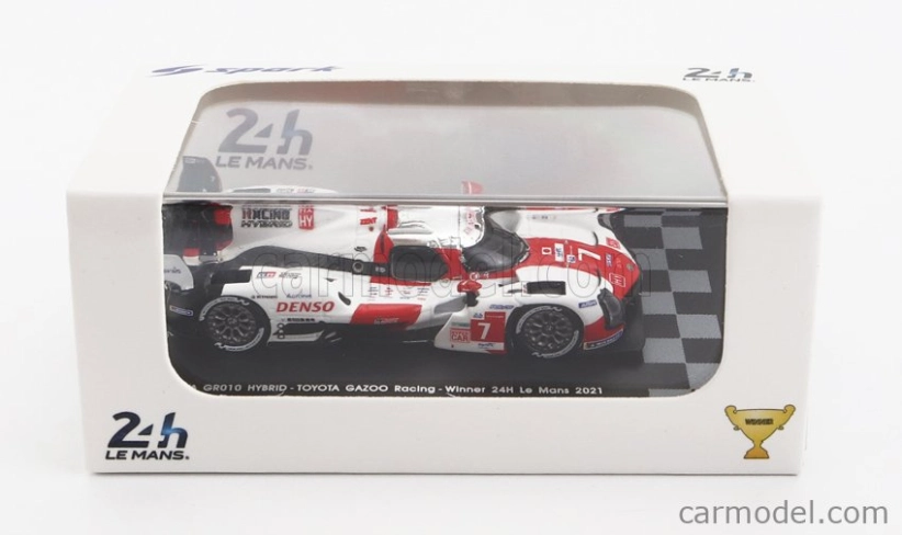 Spark-model Toyota Gr010 3.5l V6 Twin Turbo Hybrid Team Gazoo Racing N 7 Winner 24h Le Mans 2021 M.conway - K.kobayashi - J.m.lopez 1:87 Biela červená
