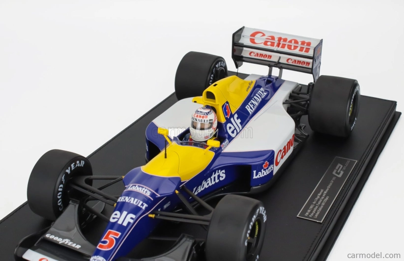 Gp-repliky Williams F1 Fw14b Renault N 5 Majster sveta Pole Postition Najrýchlejšie kolo a víťaz British Gp (s postavou pilota) 1992 Nigel Mansell 1:12 Modrá žltá biela