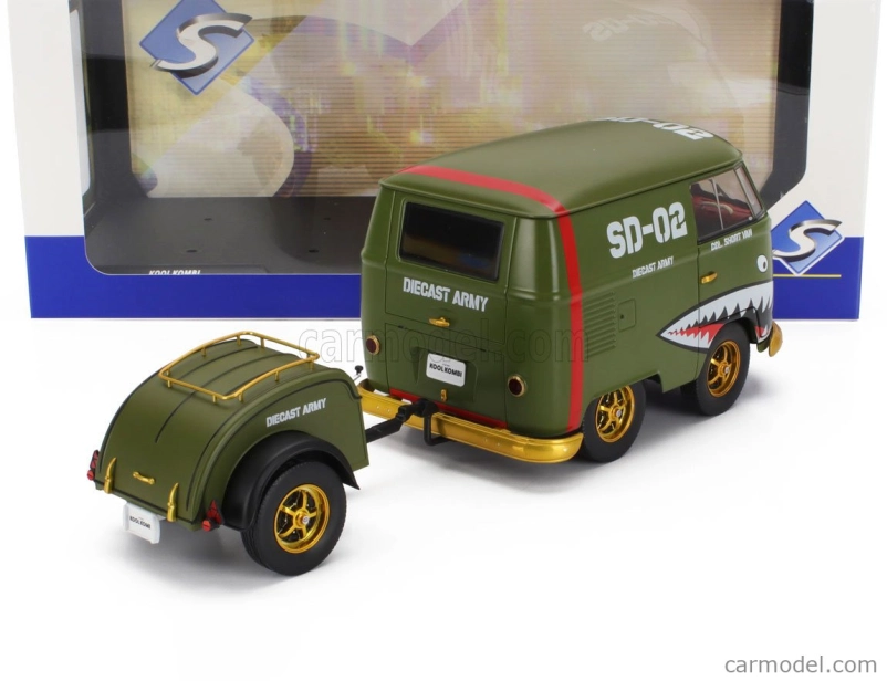 Solido Volkswagen T1 Van Kool Combi With Trailer 1950 1:18 Zelená