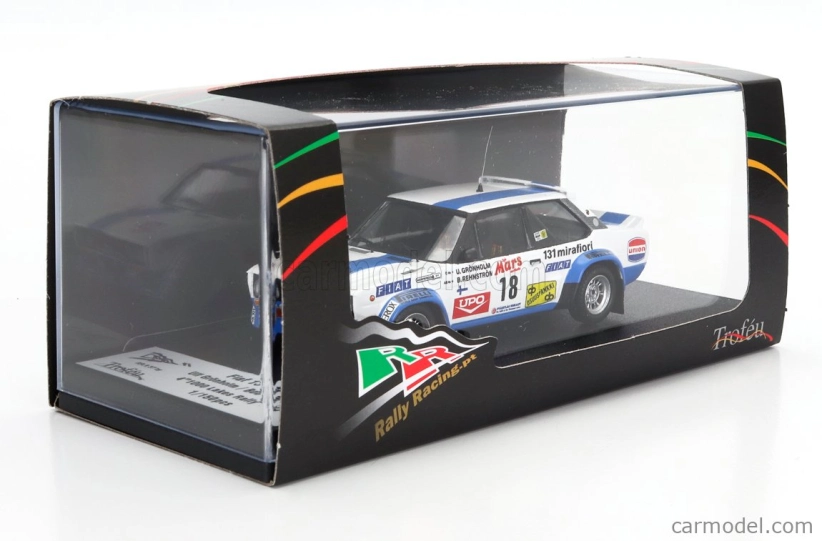 Trofeu Fiat 131 Abarth (night Version) N 18 4th Rally 1000 Lakes 1979 Ulf Gronholm - Bob Rehnstrom 1:43 Bílá Modrá