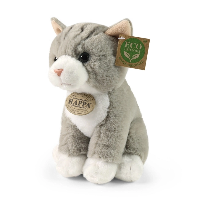Rappa Plyšová kočka sedící šedá 23 cm SOFT COLLECTION, ECO-FRIENDLY