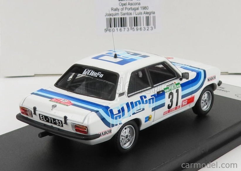 Trofeu Opel Ascona (night Version) N 31 Rally Portugal 1980 J.santos - L.alegria 1:43 Bílá Modrá