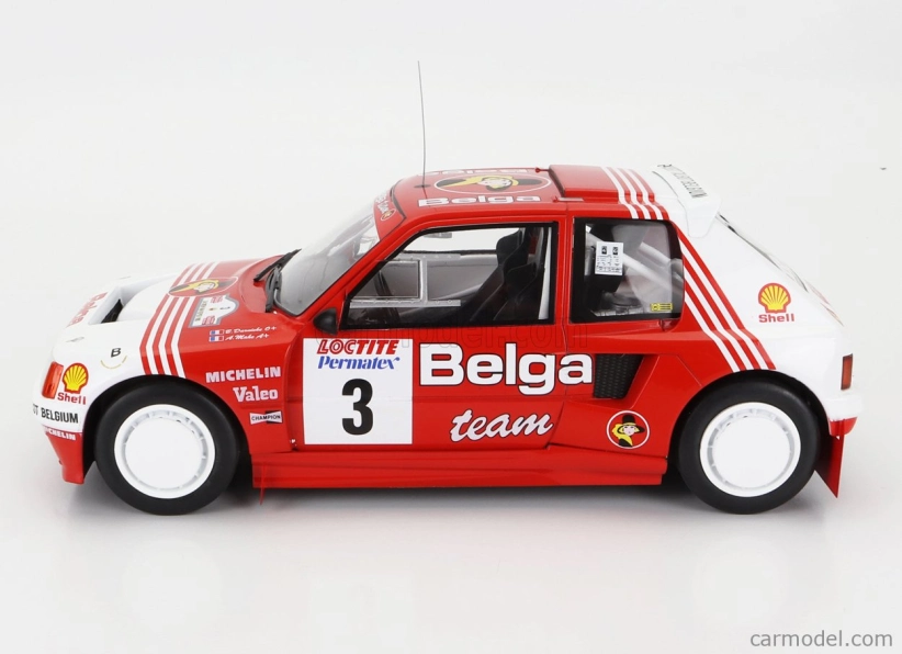 Ixo-models Peugeot 205 T16 Belga N 3 Rally Ypres 1985 B.darniche - A.mahe 1:18 Červená Bílá