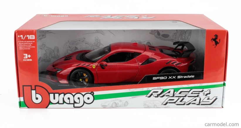 Bburago Ferrari Sf90 Xx Stradale 2024 1:18 Rosso Corsa – červeno-čierna