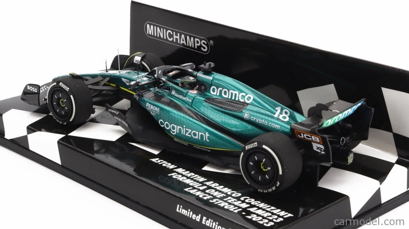 Minichamps Aston martin F1 Amr23 Team Aramco Cognizant N 18 Sezóna 2023 Lance Stroll 1:43 Zelená