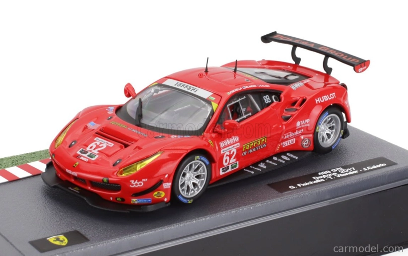 Edicola Ferrari 488 Gte 3.9l Turbo V8 Team Risi Competizione N 62 24h Daytona 2017 Giancarlo Fisichella - James Calado - Toni Vilander 1:43 Červená