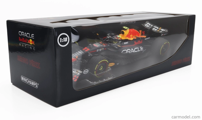 Minichamps Red bull F1  Rb19 Team Oracle Red Bull Racing N 11 2nd Monza Italy Gp 2023 Sergio Perez 1:18 Matt Blue