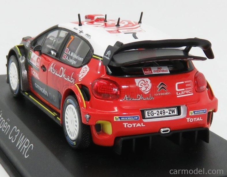 Norev Citroen C3 Wrc Abu Dhabi N 7 Rally Pologne 2017 A.mikkelsen - A.jaeger 1:43 Červená Biela Čierna