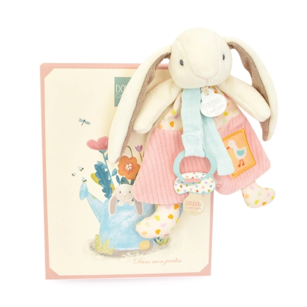 Doudou Darčeková sada Hračka s držiakom na cumlík Králik Ciboulette 19 cm