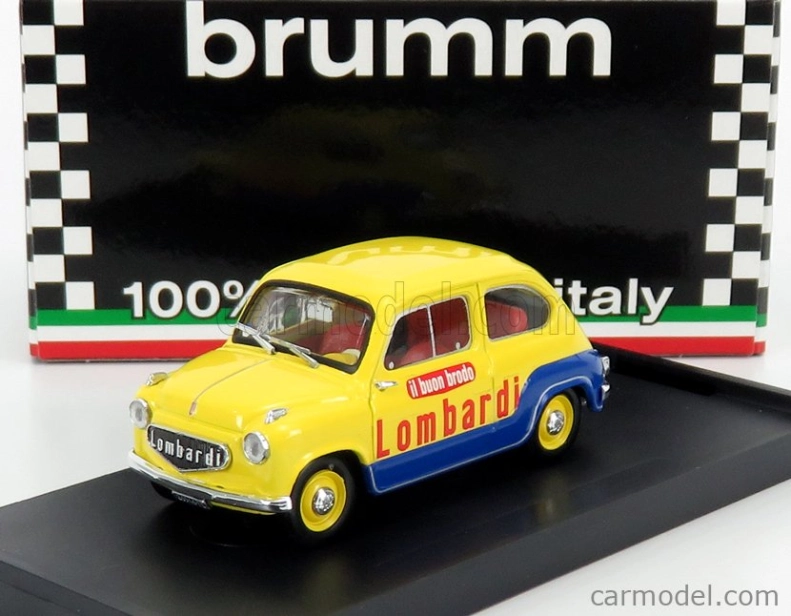Brumm Fiat 600 Brodo Lombardi 1960 1:43 Žlutá Modrá