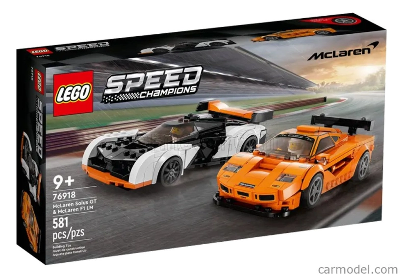 Lego Mclaren Lego Speed Champion - Solus Gt 2023 + F-1 Lm 1995 - 581 Pezzi - 581 dielikov Biela oranžová