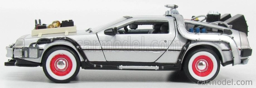 Welly De lorean Set 3 X Time Machine - Back To The Future 1 - 2 - 3 - Ritorno Al Futuro 1 - 2 - 3 1:24 Silver
