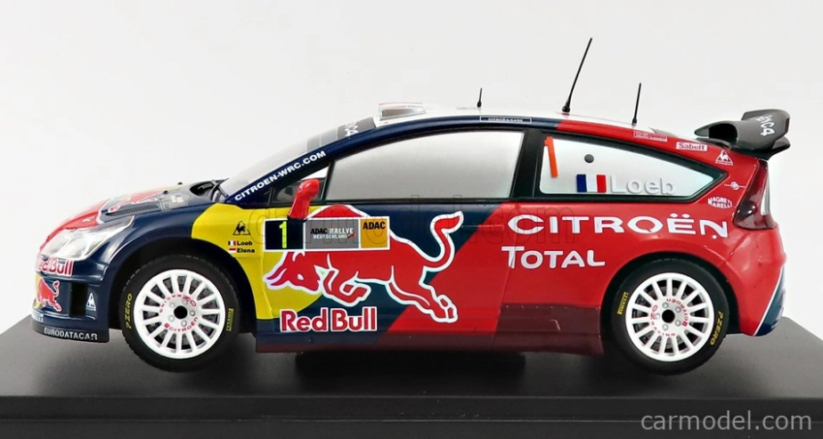 Edicola Citroen C4 Wrc Redbull Total N 1 Rally Deutschland 2008 S.loeb - D.elena 1:24 Červená Modrá Biela