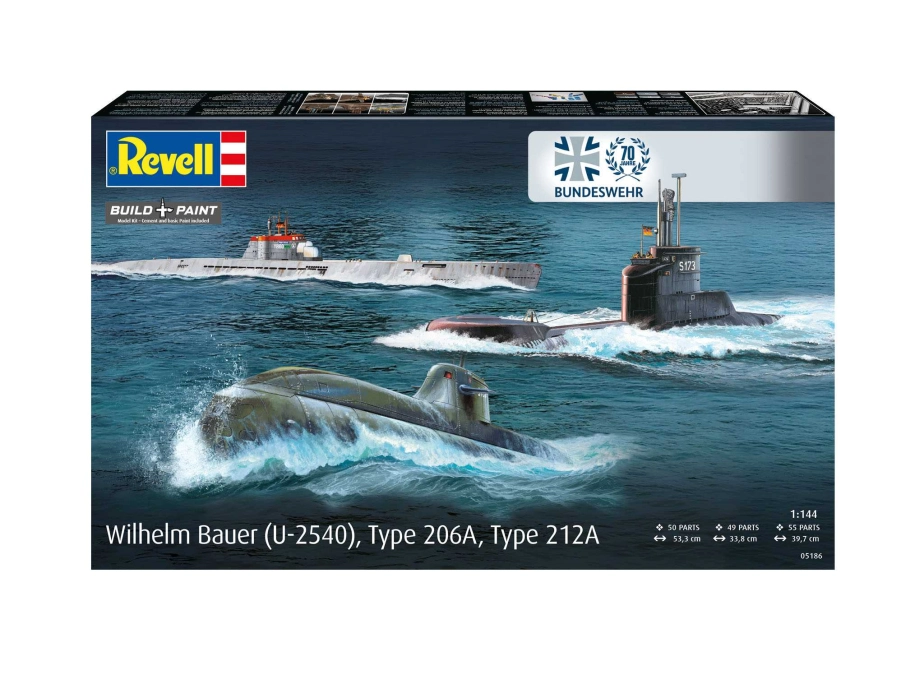 Plastic ModelKit ponorky 05186 – 70 Years Bundeswehr: Wilhelm Bauer, Type 206A, Class 2 (1:144)