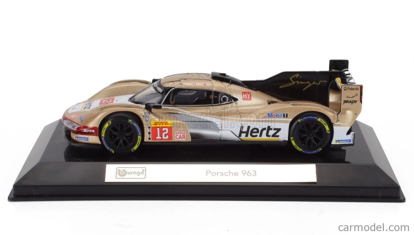 Bburago Porsche 963 9rd 4.6l Turbo V8 Team Hertz Jota N 12 24h Le Mans 2024 Will Stevens - Norman Nato - Callum Ilott 1:43 Bílé Zlato