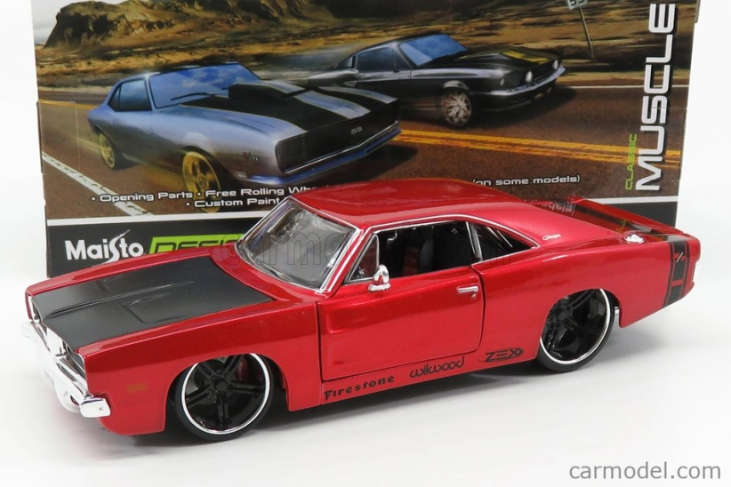 Maisto Dodge Chartger R/t Coupe 1969 1:24 Red Met Black