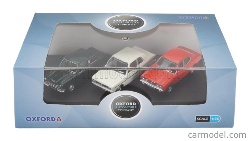 Oxford-models Ford england Set 3x Cortina Mki 1962 - Mkii 1967 - Mkiii 1973 1:76 Zelená Bílá Oranžová