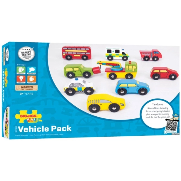 Bigjigs Rail Drevená autodráha s autíčkami