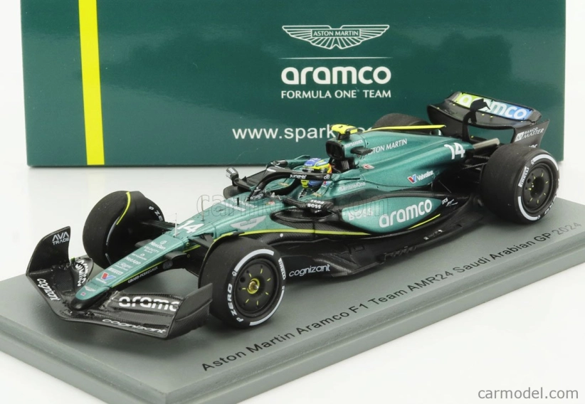 Spark-model Aston martin F1 Amr24 Team Aramco Cognizant N 14 5. Saudská Arábia Gp 2024 Fernando Alonso 1:43 Zelená čierna