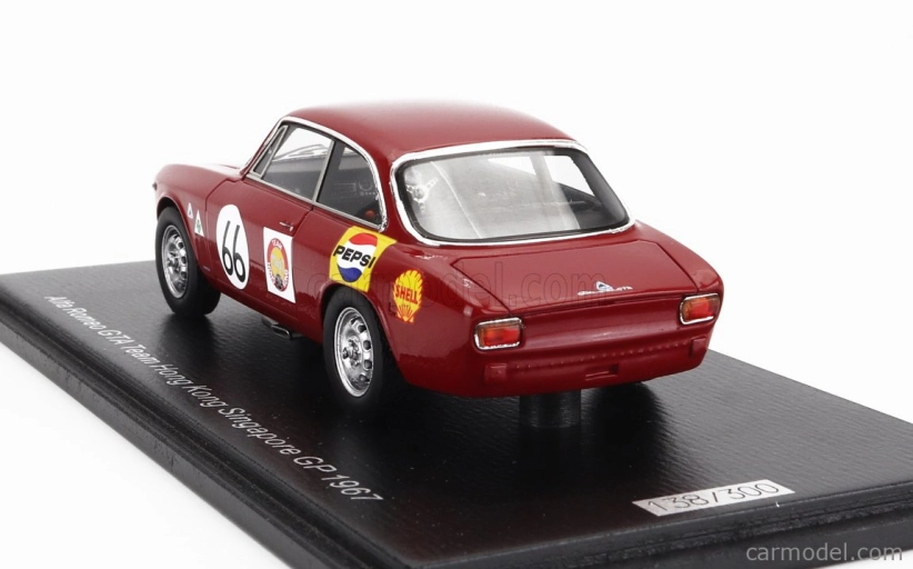Spark-model Alfa romeo Giulia Gta Team Hong Kong N 66 Singapore Gp 1967 Albert Poon 1:43 Červená