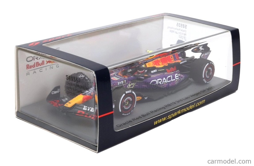 Iskrový model Red bull F1 Rb19 Team Oracle Red Bull Racing N 11 3. Las Vegas Usa Gp 2023 Sergio Perez 1:43 Fialová žltá červená