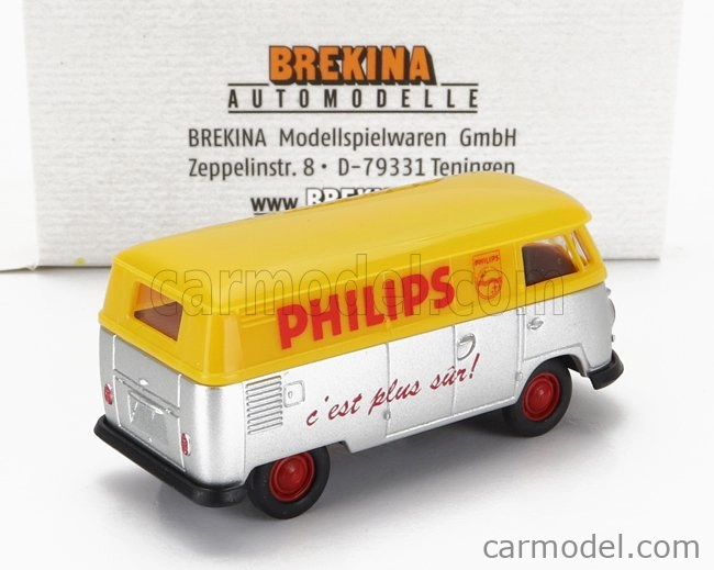 Brekina plast Volkswagen T1 Van Philips 1960 1:87 Stříbrná Žlutá
