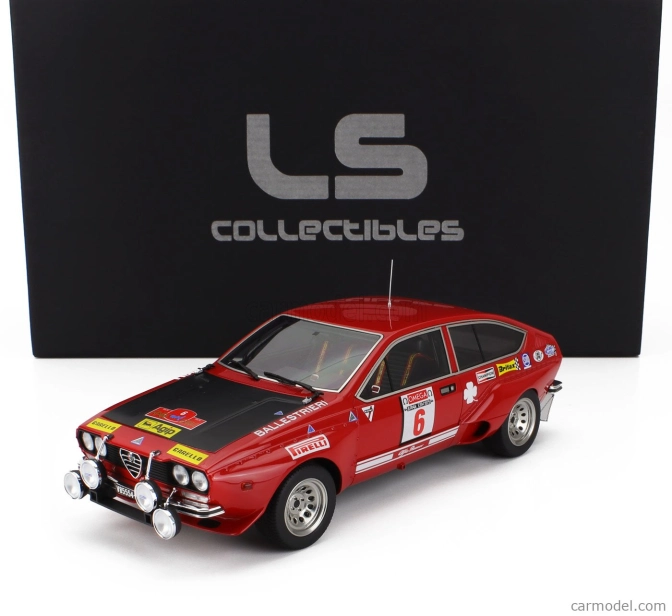 Ls-collectibles Alfa romeo Alfetta Gt Gr.2 (nočná verzia) N 6 Winner Rally Isola D'elba 1975 Amilcare Ballestrieri - Enrico Gigli 1:18 červená čierna