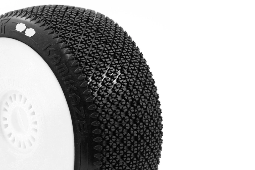 KAMIKAZE V2 BUGGY S1 (SUPER SOFT) lepené pneumatiky, biele disky, 2 ks.