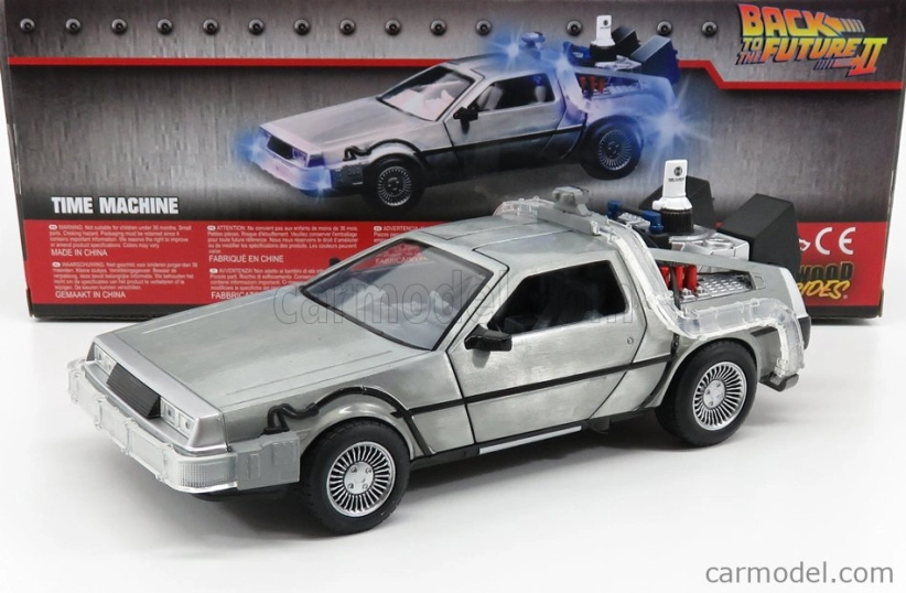 Jada De lorean Time Machine - Back To The Future 2 - Ritorno Al Futuro 2 - With Hoover Mode And Lights 1:24 Silver