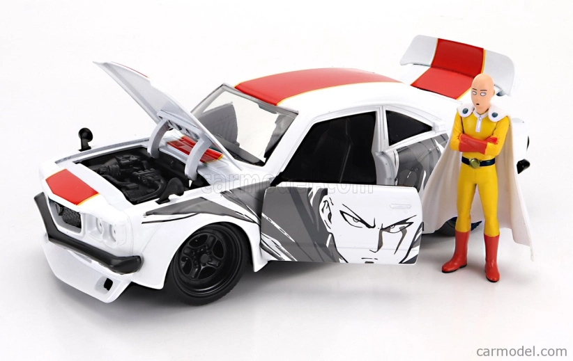 Jada Mazda Rx-3 With One Punch Saitama Figure 1974 1:24 Bílá Červená Žlutá