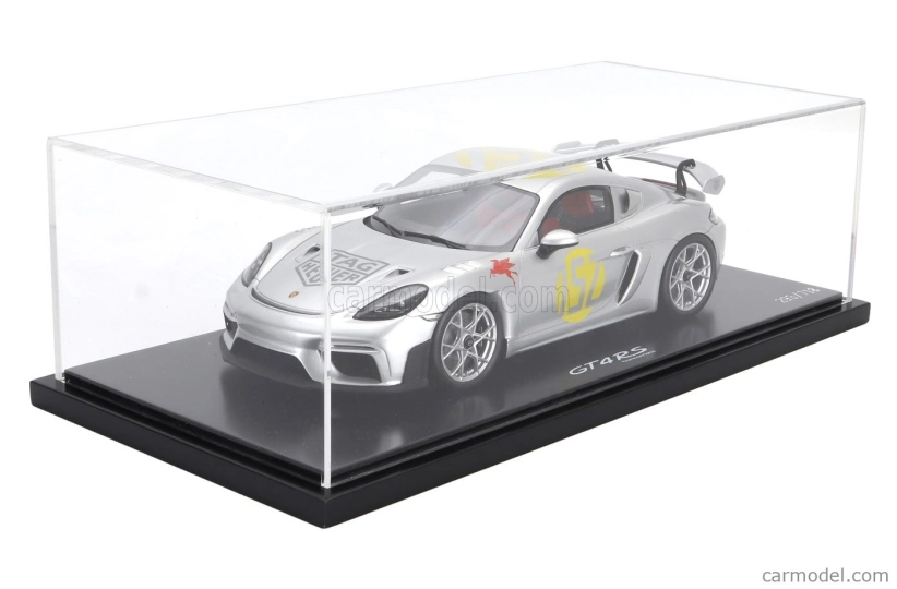 Spark-model Porsche 718 (982) Cayman Gt4 Rs N 152 Tribute Rally Panamericana Livery 2024 - Con Vetrina - S vitrínou 1:18 Silver