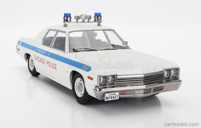 Dodge Monaco Chicago Police 1974 v mierke 1:18 biela svetlomodrá