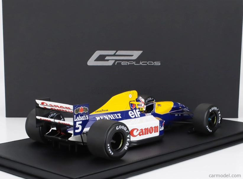 Gp-repliky Williams F1 Fw14b Renault N 5 Majster sveta Pole Postition Najrýchlejšie kolo a víťaz British Gp (s postavou pilota) 1992 Nigel Mansell 1:12 Modrá žltá biela