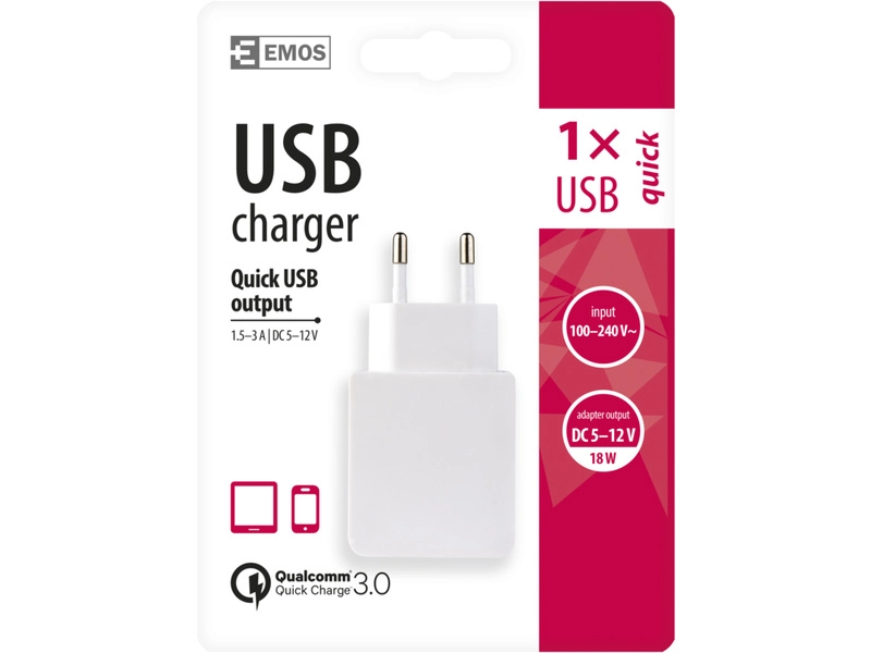 QC3.0 18W univerzálny napájací adaptér USB