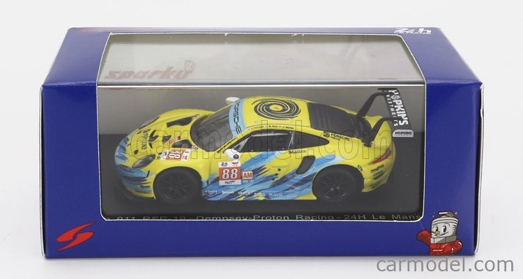 Spark-model Porsche 911 991 Rsr-19 4.2l Team Dempsey Proton Racing N 88 24h Le Mans 2022 F.poordad - M.root - J.heylen 1:64 Žlutá Světle Modrá