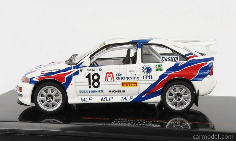 Ixo-models Ford england Escort Rs Cosworth N 18 Rally Bohemia 1996 V.blahna - J.pelc 1:43 Biela Modrá Červená