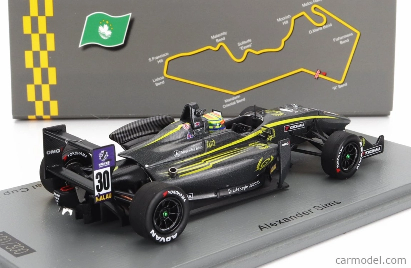 Spark-model Dallara F3 Team Double R Racing N 30 3. Macau Gp International Cup 2015 Alexander Sims 1:43 Black