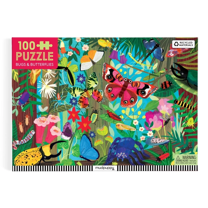 Mudpuppy Puzzle Motýli a hmyz 100 dílků