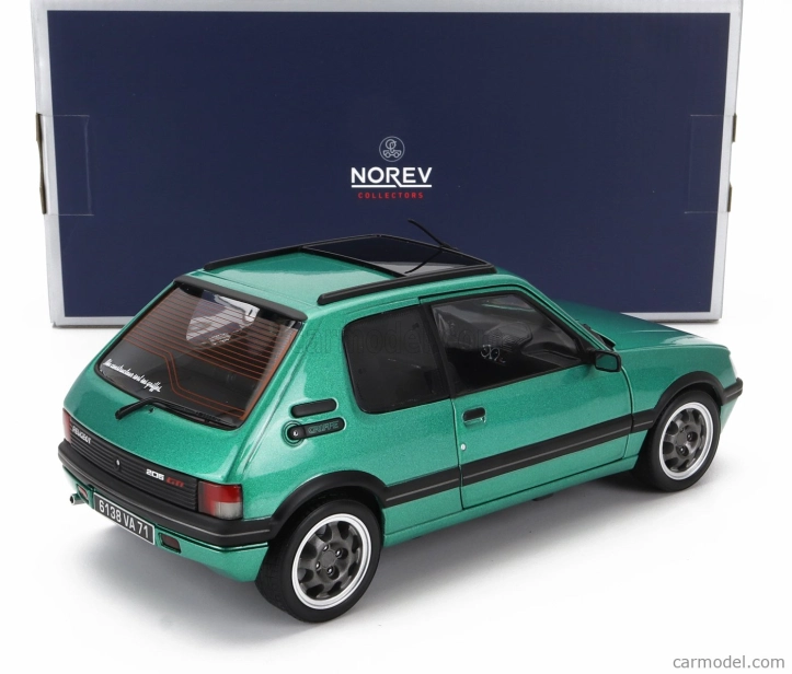 Norev Peugeot 205 1.9 Gti Griffe so strešným oknom 1991 1:18 Zelená