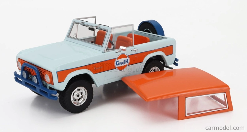 Greenlight Ford usa Bronco Open Gulf 1966 1:24 Svetlo modrá oranžová