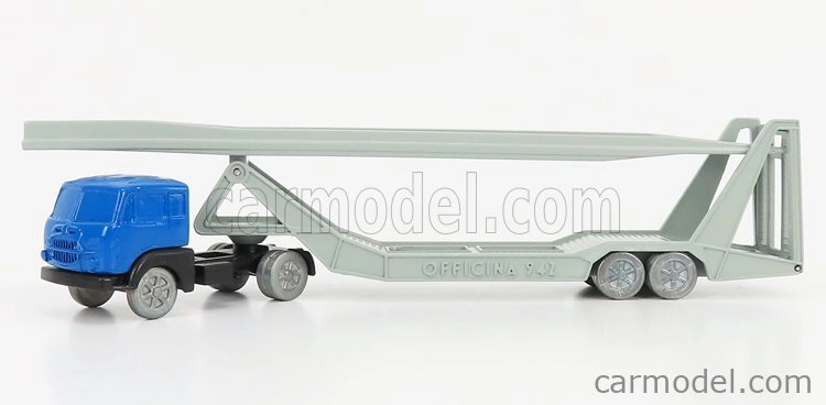 Officina-942 Fiat 682 T2 Truck Bisarca Car Transporter 1955 1:76 Modrá strieborná