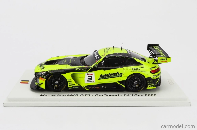 Spark-model Mercedes benz Amg Gt3 Team Getspeed N 3 24h Spa 2023 F.scholze - K.heyer - P.assenheimer - A.peroni 1:43 Yellow Black