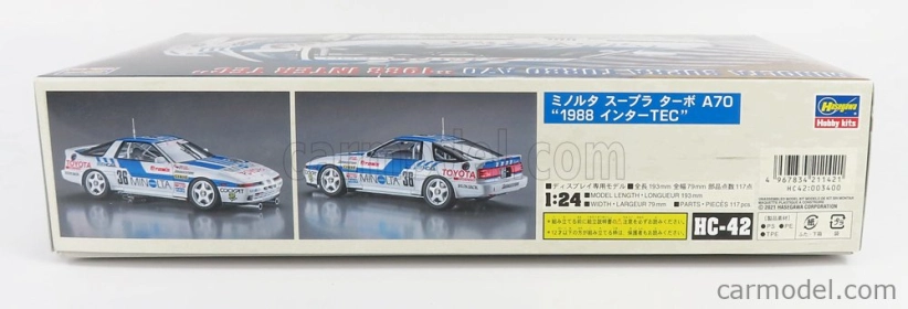 Hasegawa Toyota Supra Turbo A70 Team Minolta N 36 Inter Tec 1988 M.sekiya - H.ogawa 1:24 /